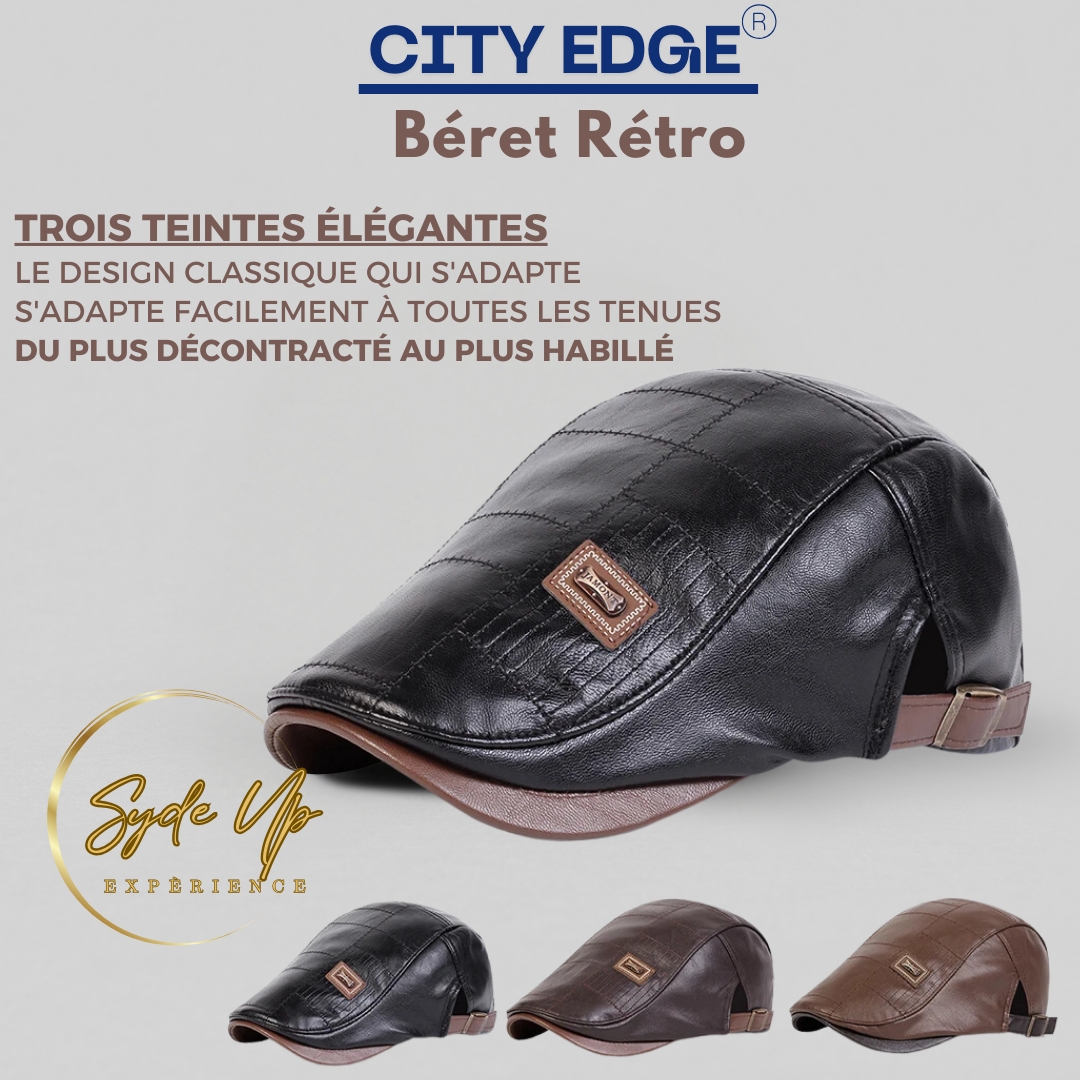 Béret Homme Rétro en cuir CITY EDGE