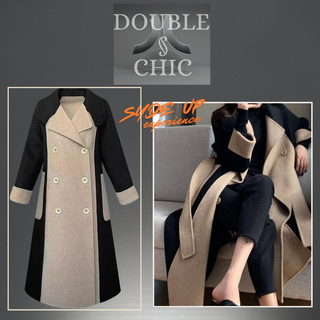 "DOUBLE CHIC" Manteau à col inversé à double boutonnage pour femmes