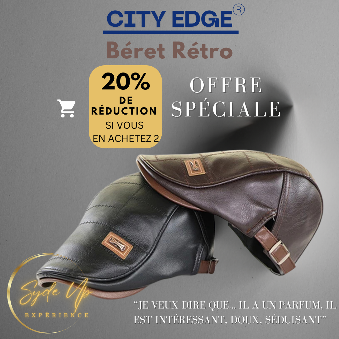 Béret Homme Rétro en cuir CITY EDGE