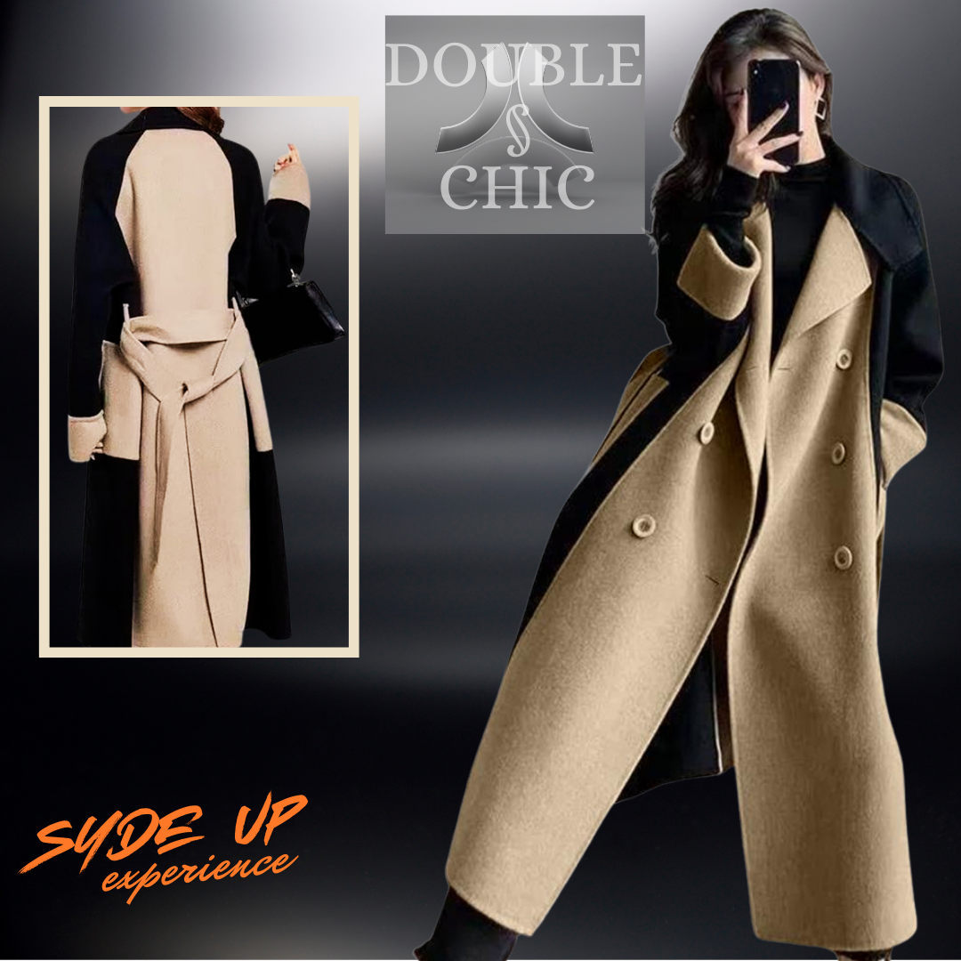 "DOUBLE CHIC" Manteau à col inversé à double boutonnage pour femmes