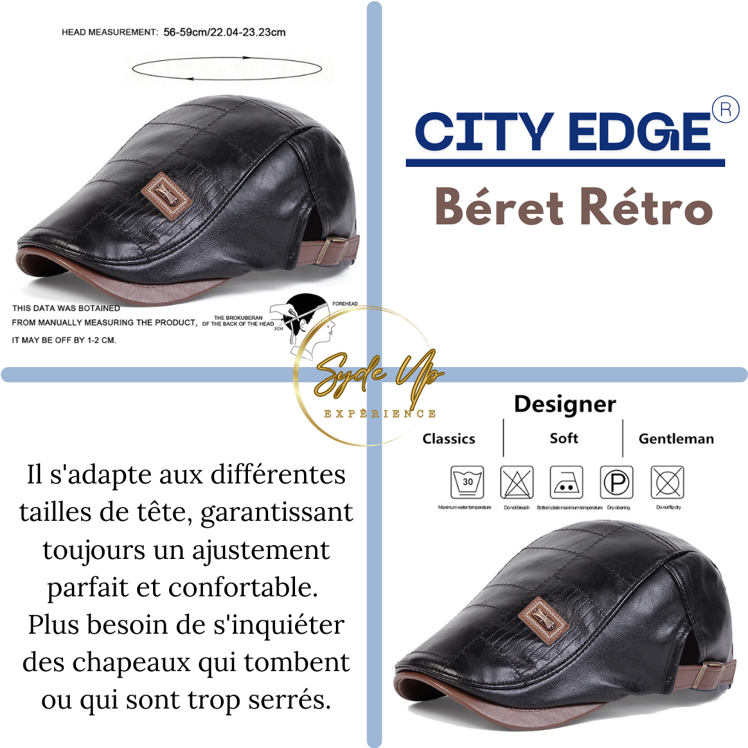 Béret Homme Rétro en cuir CITY EDGE